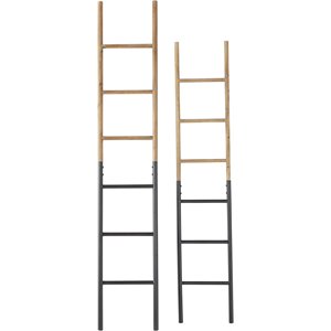 leeds & co brown metal industrial ladder style rack (set of 2)