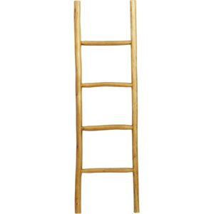 leeds & co brown teak wood natural ladder style rack