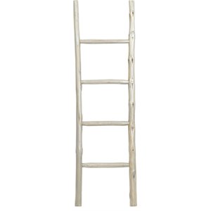 leeds & co white teak wood natural ladder style rack