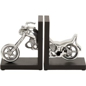 leeds & co silver aluminum motorcycle bookends (set of 2)