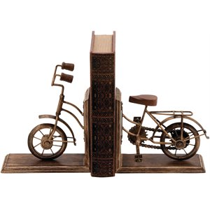 leeds & co brass wood vintage bicycle bookends (set of 2)
