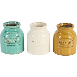 Leeds & Co Distressed Multi-Color Terracotta Vintage Decorative Jar (Set of 3)