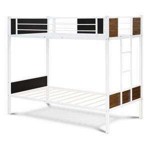 East West Furniture Lynfield 41&quot Metal Twin Bunk Bed in Powder Coating White
