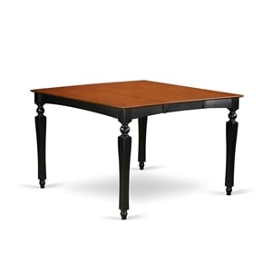 East West Furniture Chelsea Square Wood Butterfly Leaf Dining Table in Black