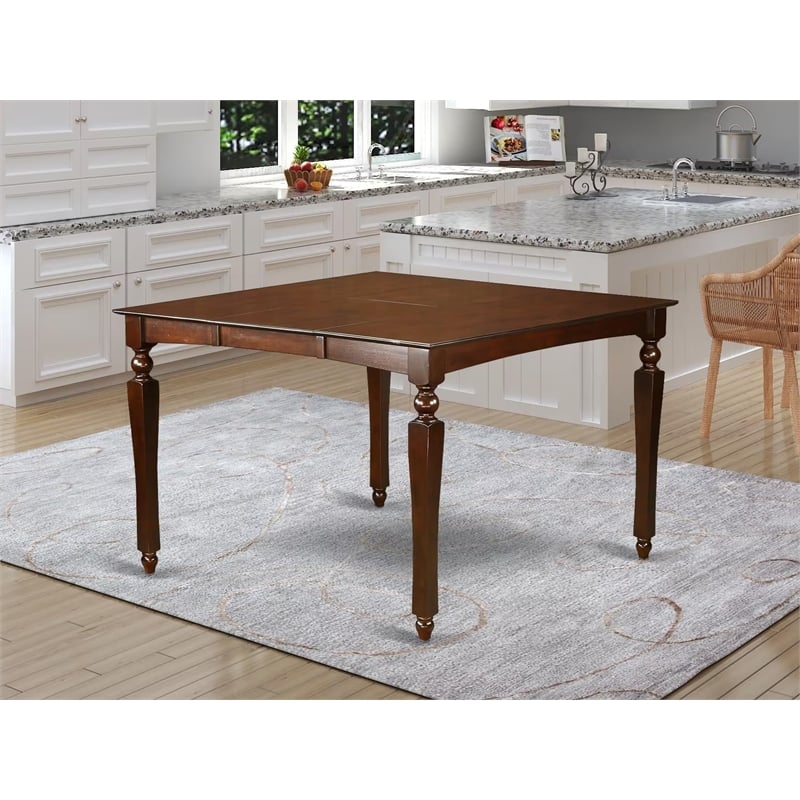 East West Furniture Chelsea Square Wood Butterfly Leaf Dining Table in Mahogany