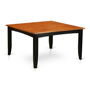 east west furniture parfait square wood dining table in black/cherry