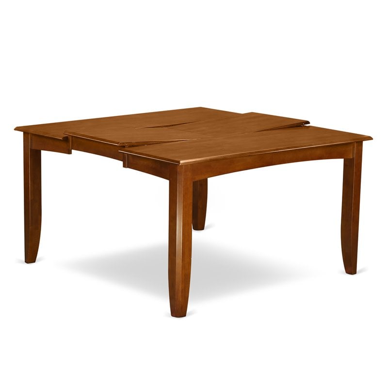 East West Furniture Parfait Square Wood Dining Table in Saddle Brown