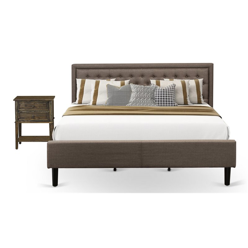 East West Furniture 2-piece Wood Bedroom Set in Distressed Jacobean/Brown