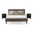 East West Furniture 3-piece Wood King Bedroom Set in Brown/Brushed Black
