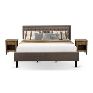 East West Furniture 3-piece Wood King Bedroom Set in Brown/Antique Walnut