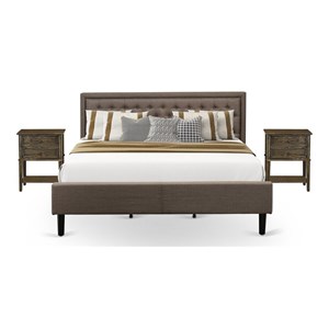 East West Furniture 3-piece Wood King Bedroom Set in Brown/Jacobean