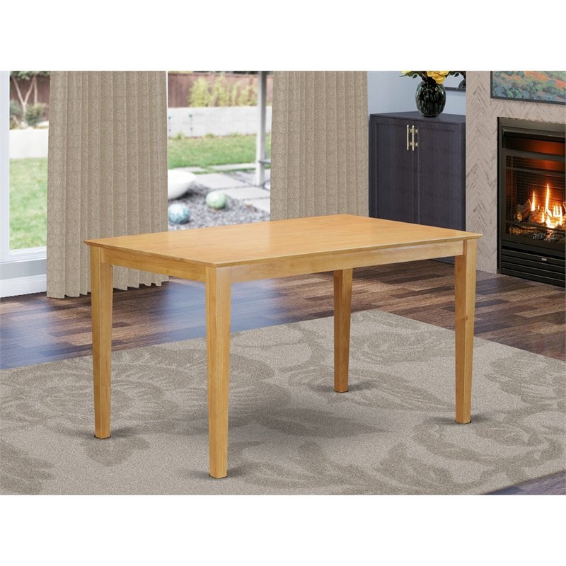 East West Furniture Capri Rectangular Solid Wood Dining Table in Oak