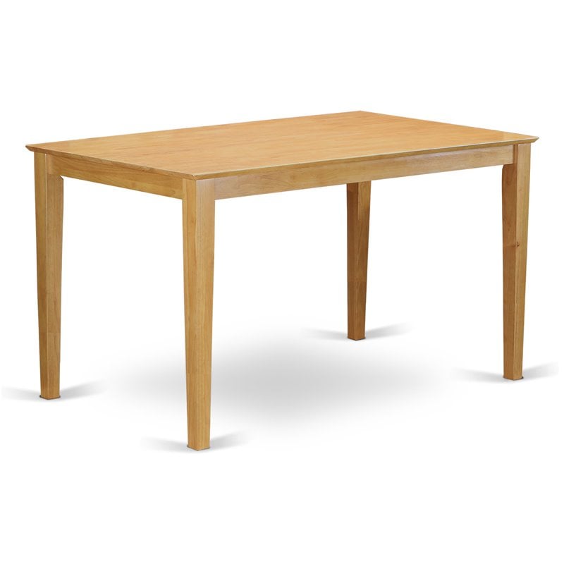 East West Furniture Capri Rectangular Solid Wood Dining Table in Oak