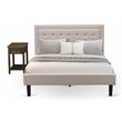 East West Furniture 2-piece Wood Platform Bedroom Set in Mist Beige/Jacobean