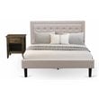 East West Furniture 2-piece Wood Queen Bedroom Set in Mist Beige/Walnut