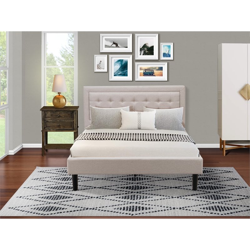 East West Furniture 2-piece Wood Fannin Bedroom Set in Beige/Jacobean