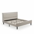 East West Furniture Fannin Wood and Linen Fabric King Size Bed in Mist Beige