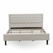 East West Furniture Fannin Wood and Linen Fabric King Size Bed in Mist Beige