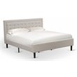 East West Furniture Fannin Wood and Linen Fabric King Size Bed in Mist Beige