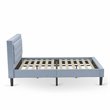 East West Furniture Fannin Wood and Linen Fabric Full Size Bed in Denim Blue