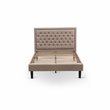 East West Furniture Kendall Wood and Linen Fabric Full Size Bed in Khaki Brown