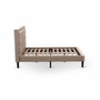 East West Furniture Kendall Wood and Linen Fabric Full Size Bed in Khaki Brown