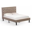 East West Furniture Kendall Wood and Linen Fabric Full Size Bed in Khaki Brown