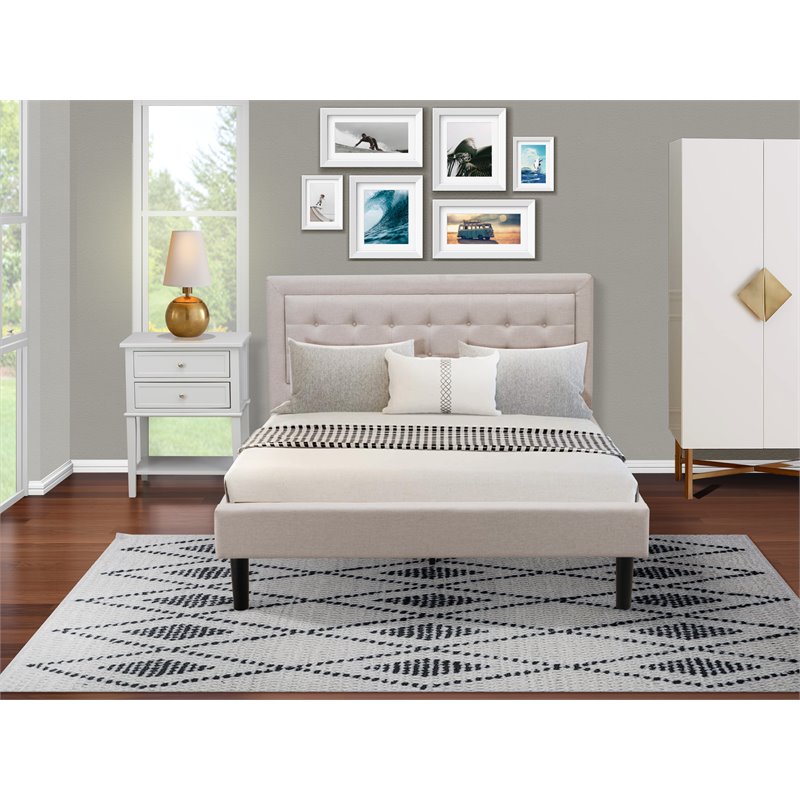 East West Furniture 2-piece Wood Fannin Bedroom Set in Mist Beige/Urban Gray