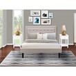 East West Furniture 3-piece Wood Platform Queen Bedroom Set in Beige/Black