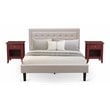 East West Furniture 3-piece Wood Fannin Bedroom Set in Beige/Burgundy