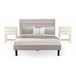 East West Furniture 3-piece Wood Queen Bedroom Set in Mist Beige/Butter Cream