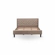 East West Furniture Kendall Wood and Linen Fabric King Size Bed in Khaki Brown
