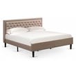 East West Furniture Kendall Wood and Linen Fabric King Size Bed in Khaki Brown