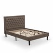 East West Furniture Kendall Wood and Linen Fabric Full Size Bed in Brown
