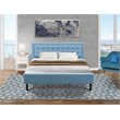 East West Furniture 2-piece Wood King Bedroom Set in Denim Blue/Butter Cream