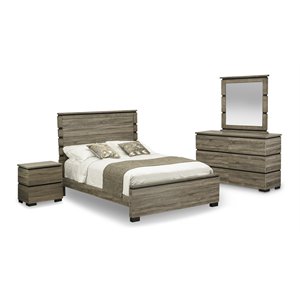 east west furniture savona 4-piece wood queen bedroom set in antique gray