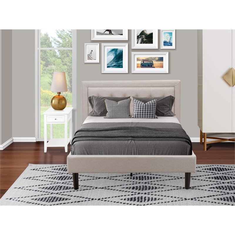 East West Furniture 2-piece Wood Fannin Full Bedroom Set in Mist Beige/Black