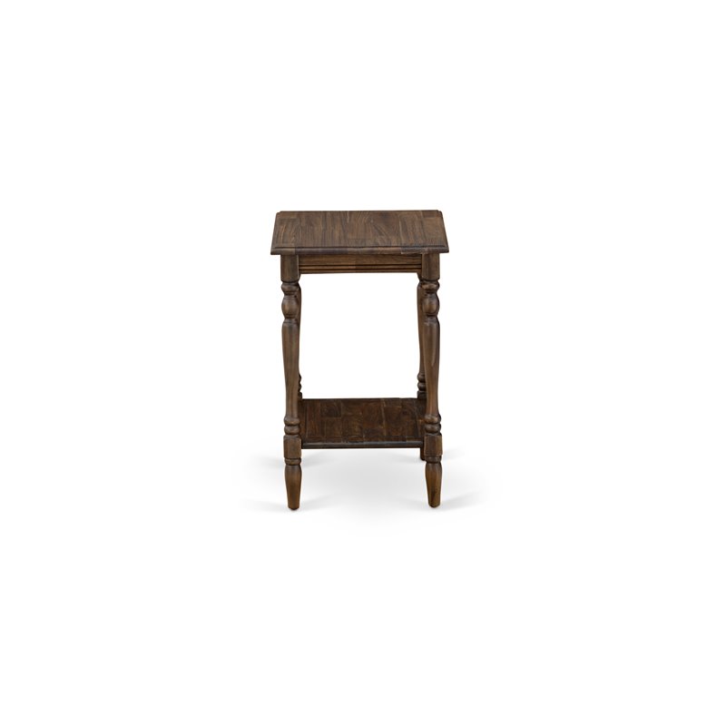 East West Furniture Bedford Wood End Table with Open Storage in Jacobean Brown