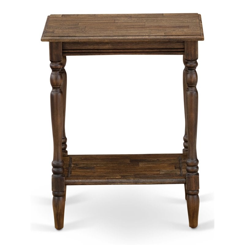 East West Furniture Bedford Wood End Table with Open Storage in Jacobean Brown