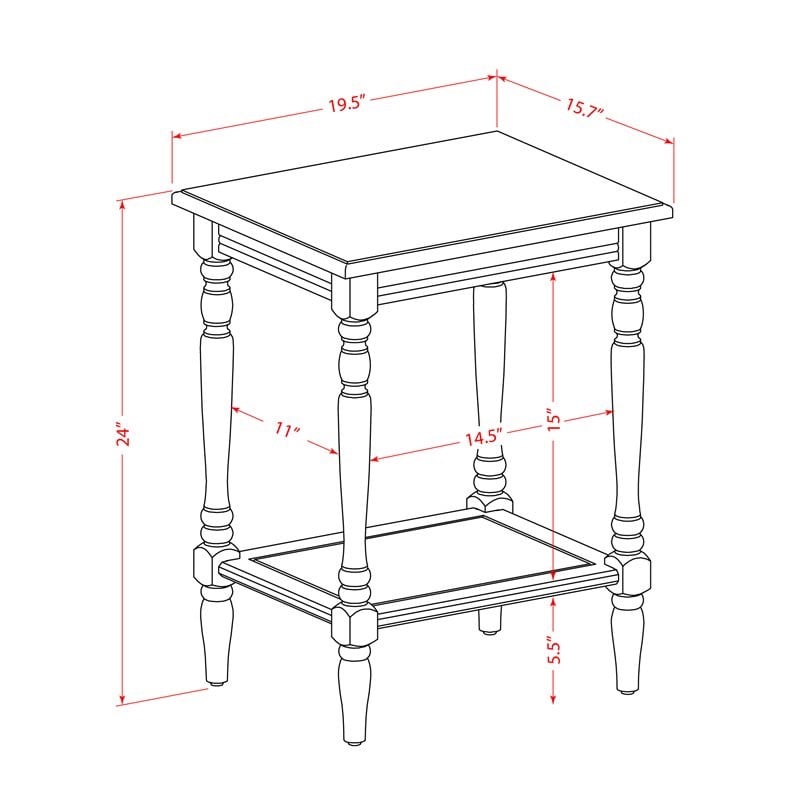 East West Furniture Bedford Wood End Table with Open Storage in Antique Walnut