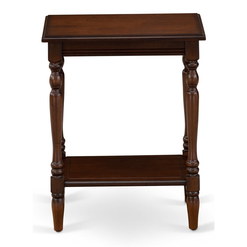East West Furniture Bedford Wood End Table w/ Open Storage in Antique Mahogany