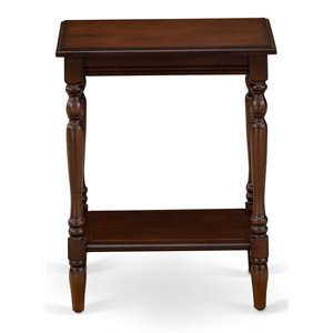 east west furniture bedford wood end table w/ open storage in antique mahogany