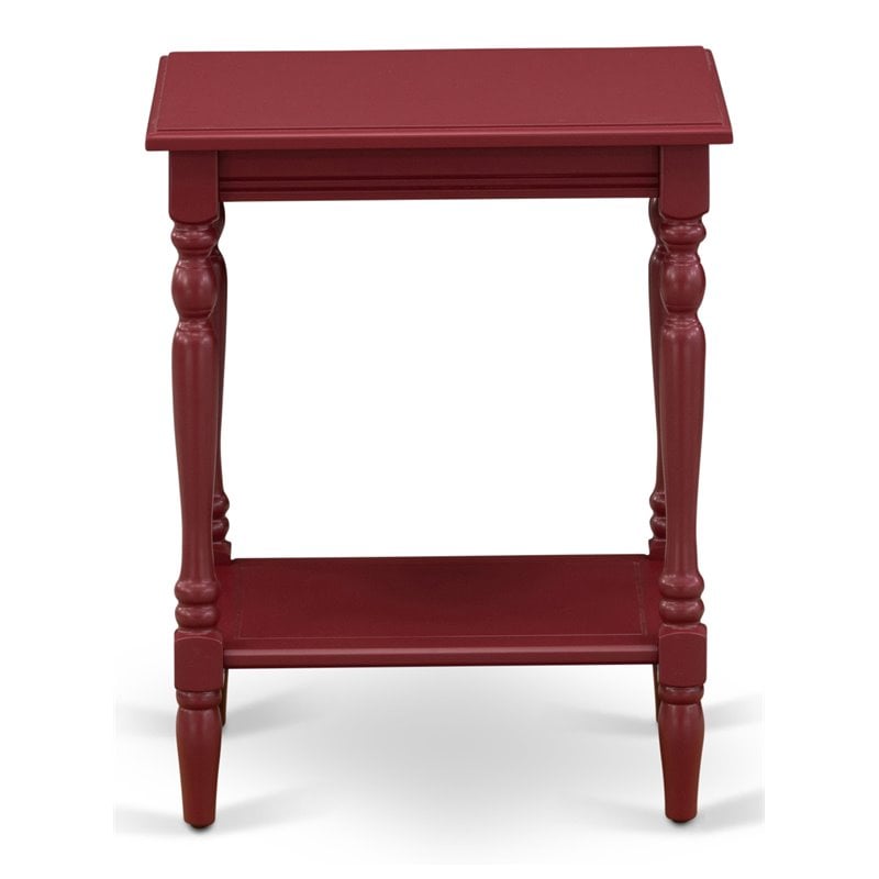 East West Furniture Bedford Wood End Table with Open Storage in Burgundy Red