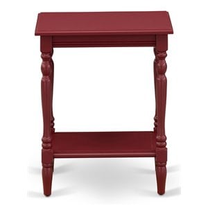 East West Furniture Bedford Wood End Table with Open Storage in Burgundy Red