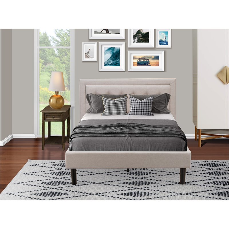 East West Furniture 2-piece Wood Fannin Full Bedroom Set in Black/Mist Beige