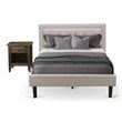 East West Furniture 2-piece Wood Platform Bedroom Set in Beige/Jacobean