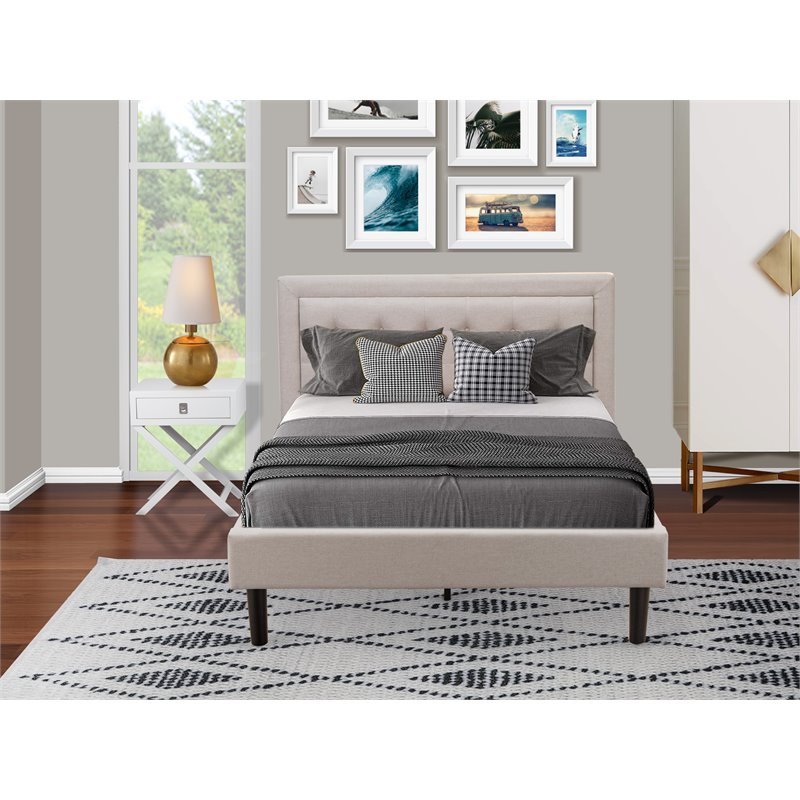 East West Furniture 2-piece Wood Fannin Bedroom Set in Mist Beige/White