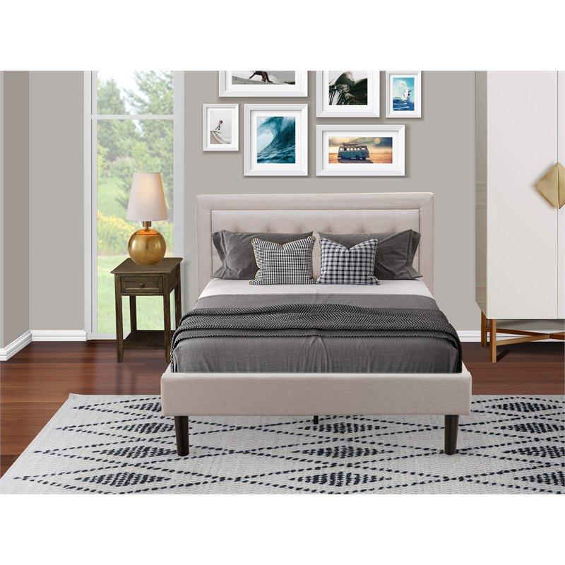 East West Furniture 2-piece Wood Fannin Full Bedroom Set in Mist Beige