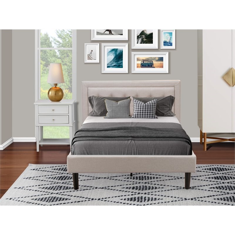 East West Furniture 2-piece Wood Platform Bedroom Set in Mist Beige/Urban Gray