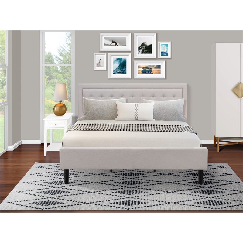 East West Furniture 2-piece Wood Fannin Bedroom Set in Mist Beige/Jacobean